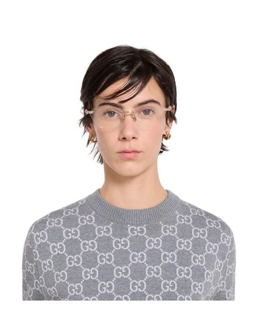 Gucci Metallic Cat-Eye Optical Frame