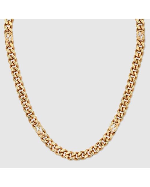 Collier avec détail gg Gucci pour homme en coloris Metallic