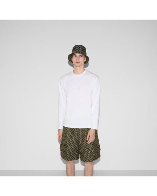 Gucci White Long-Sleeve Cotton Jersey T-Shirt for men