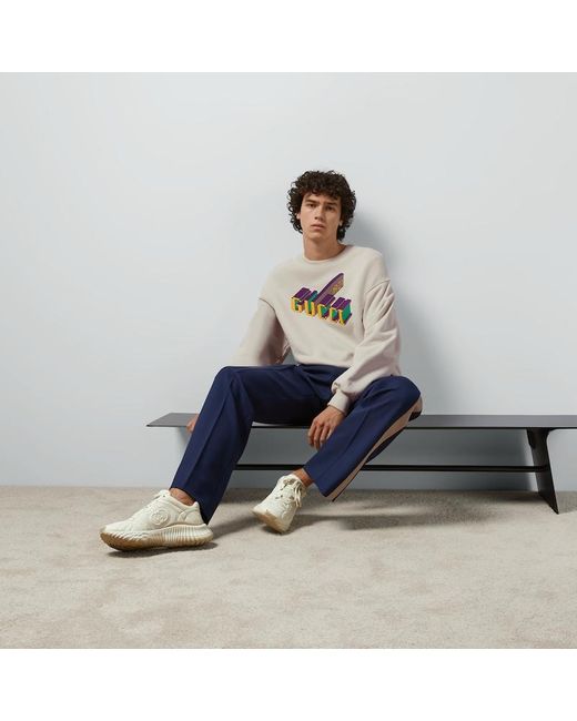 Gucci White Cotton Jersey Sweatshirt With Print for men