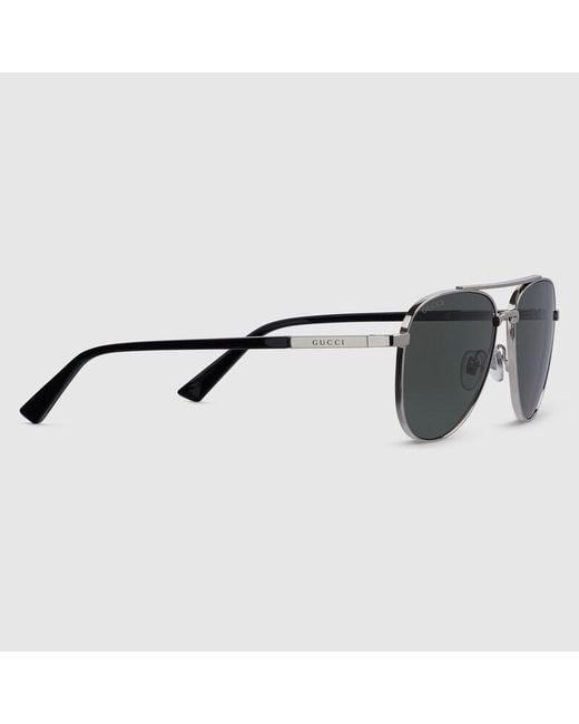 Gucci Gray Aviator Frame Sunglasses for men