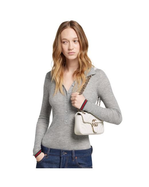 Gucci White Gg Marmont Small Shoulder Bag