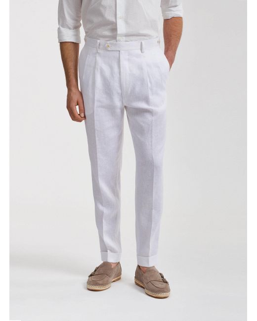 Gutteridge Hose mit doppelter bundfalte aus reinem leinen in Weiß für Herren  | Lyst DE