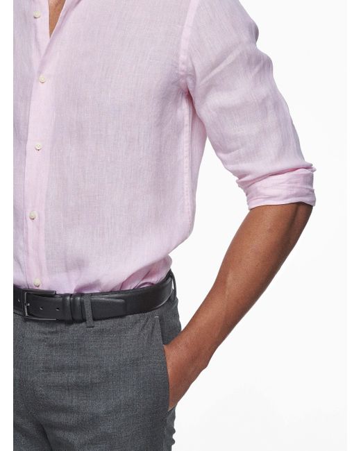 Camicia in puro lino di Gutteridge in Purple da Uomo