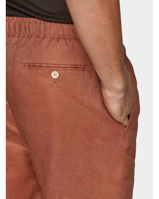 Bermudas De Lino Puro Con Banda Elástica, Talla Gutteridge de hombre de color Orange