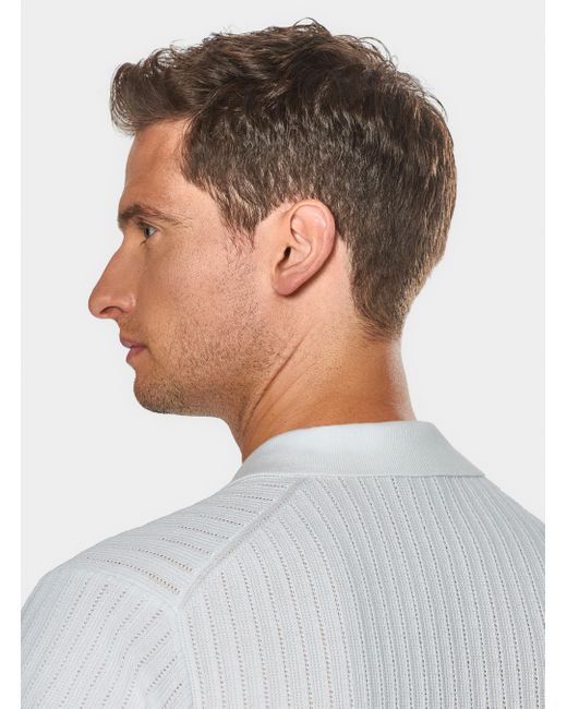Polo De Punto Perforado Sin Botones En Algodón Extrafino, Talla Gutteridge de hombre de color White