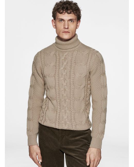Punto De Cuello Alto En Mezcla De Lana Con Trenza, Talla Gutteridge de hombre de color Natural