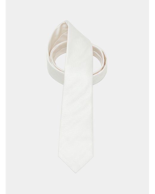 Corbata de seda en espiga Gutteridge de hombre de color White