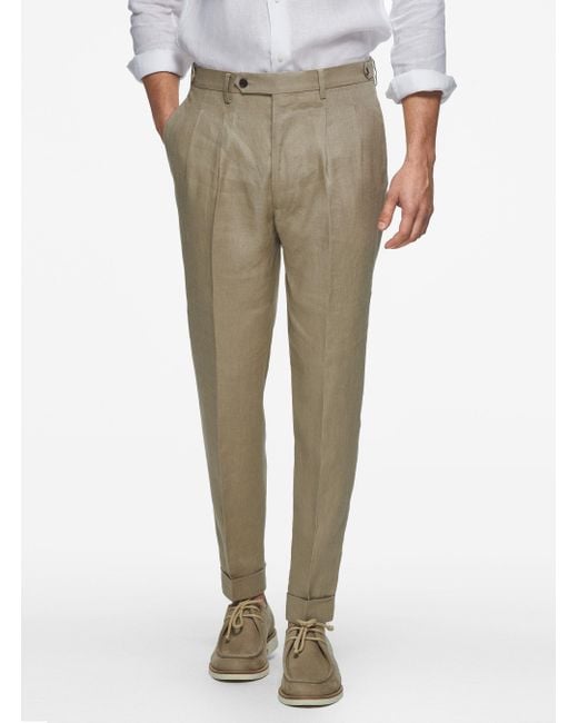 Pantalón De Lino Puro Con Doble Pinza, Talla Gutteridge de hombre de color Natural