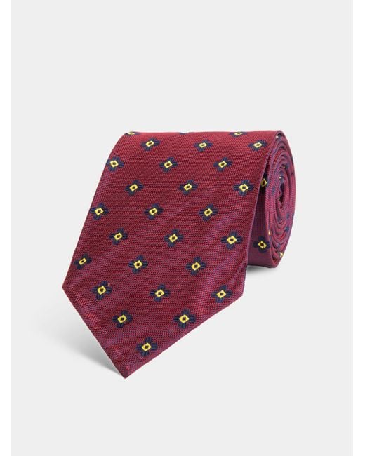 Corbata De Seda Con Estampado Jacquard, , , Talla Gutteridge de hombre de color Red