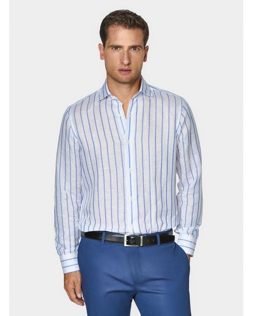 Camicia Rigata di Gutteridge in Blue da Uomo