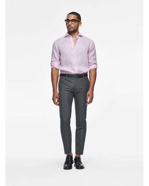 Camicia in puro lino di Gutteridge in Purple da Uomo