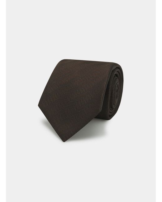 Corbata de seda en espiga Gutteridge de hombre de color Black