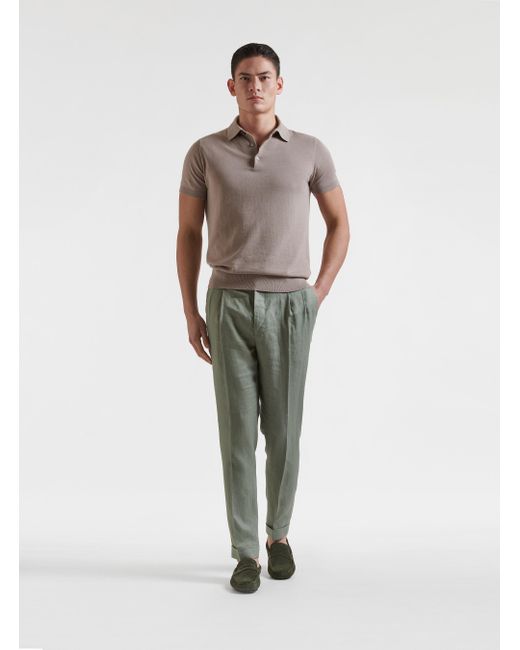Pantalón de lino con pinzas dobles Gutteridge de hombre de color Green