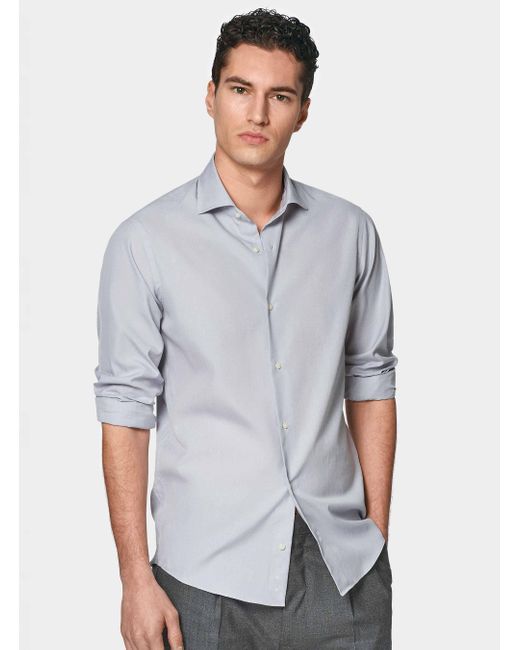 Camisa Fil A Fil De Algodón, Talla Gutteridge de hombre de color Gray
