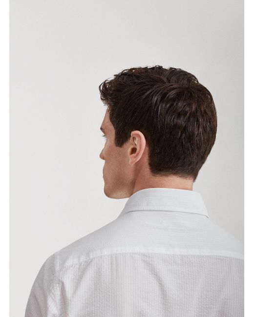 Camicia collo semi francese in cotone seersucker da Uomo di Gutteridge in  Bianco | Lyst