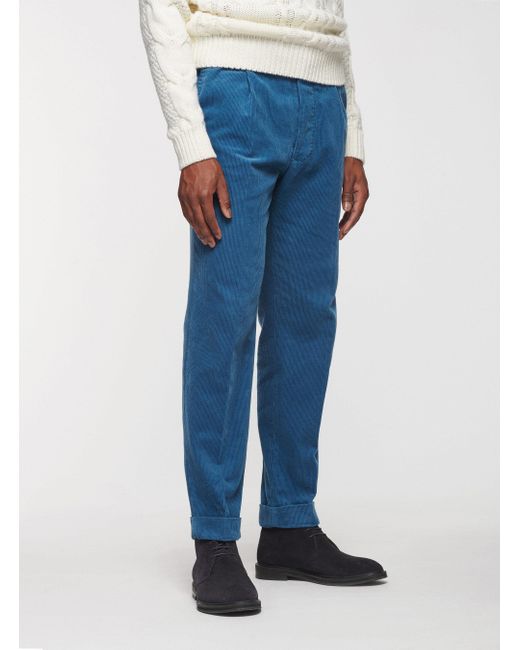 Pantalon en velours à pinces Gutteridge pour homme en coloris Bleu | Lyst