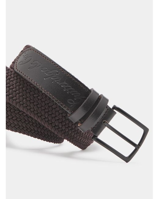 Cinturón trenzado elástico Gutteridge de hombre de color Brown