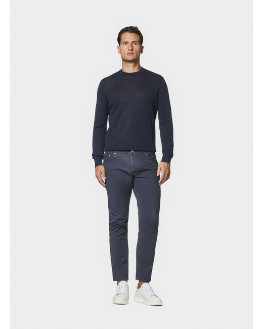 Punto De Algodón Y Seda Con Cuello Redondo, Talla Gutteridge de hombre de color Blue
