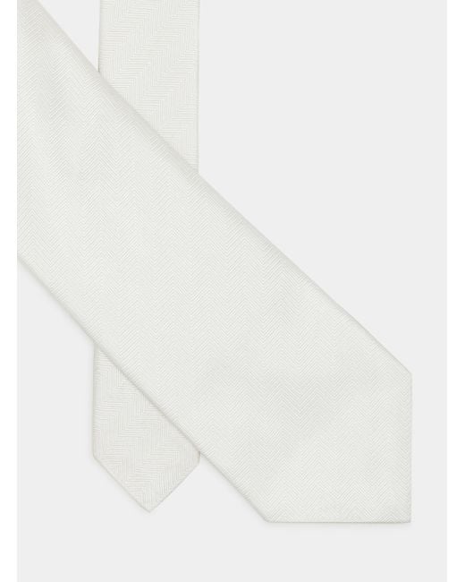 Corbata de seda en espiga Gutteridge de hombre de color White