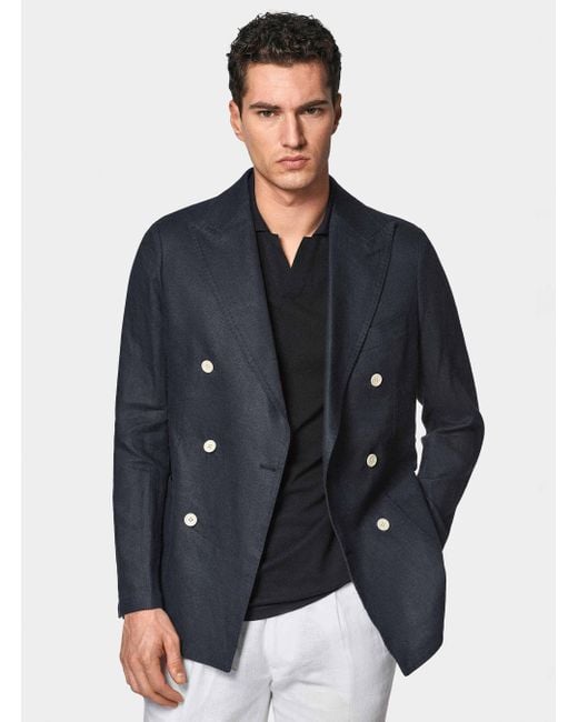 Americana De Lino Puro Con Doble Botonadura Gutteridge de hombre de color Blue