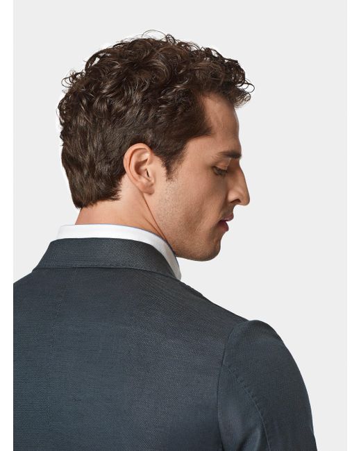 Americana De Algodón Y Lino, Talla Gutteridge de hombre de color Blue