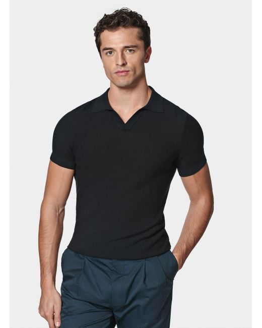 Gutteridge Gestricktes Links-Poloshirt Aus Extrafeiner Baumwolle in Black für Herren