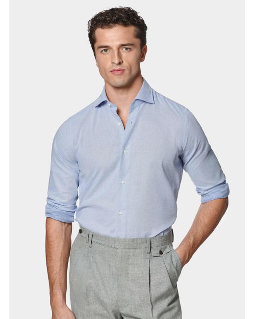 Camisa Texturizada En Mezcla De Algodón, Talla Gutteridge de hombre de color Blue