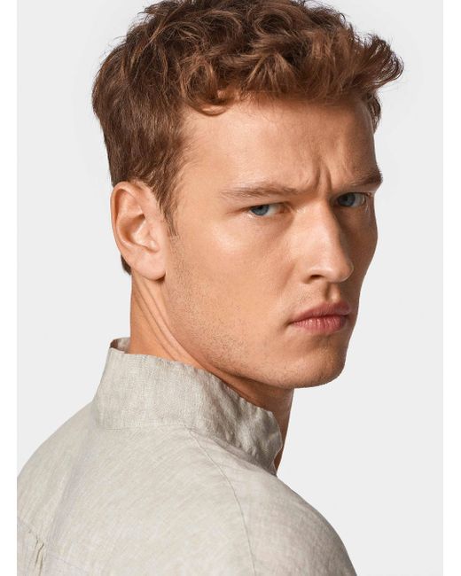 Camisa Coreana De Lino Puro, Talla Gutteridge de hombre de color Gray