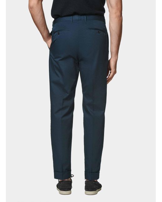 Pantalón Con Pinzas De Popelina De Algodón, Talla Gutteridge de hombre de color Blue