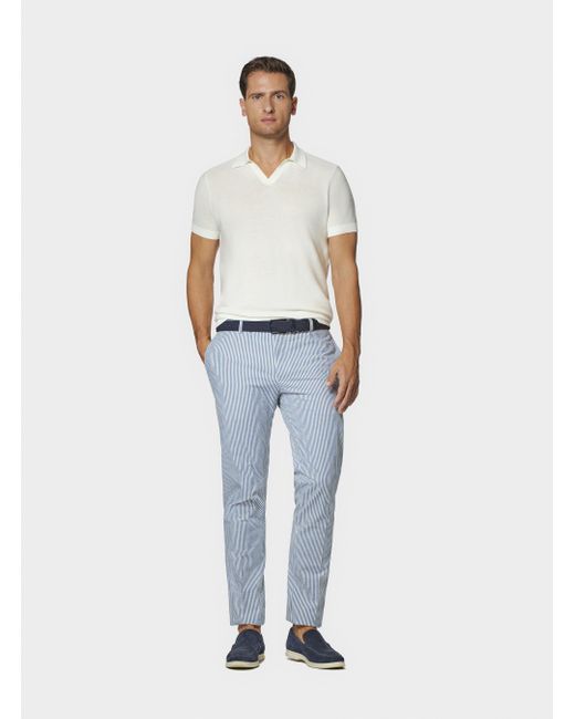 Pantalón Seersucker En Mezcla De Algodón A Rayas, Talla Gutteridge de hombre de color Blue