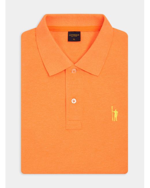 Polo de piqué fluorescente con bordado Gutteridge de hombre de color Orange