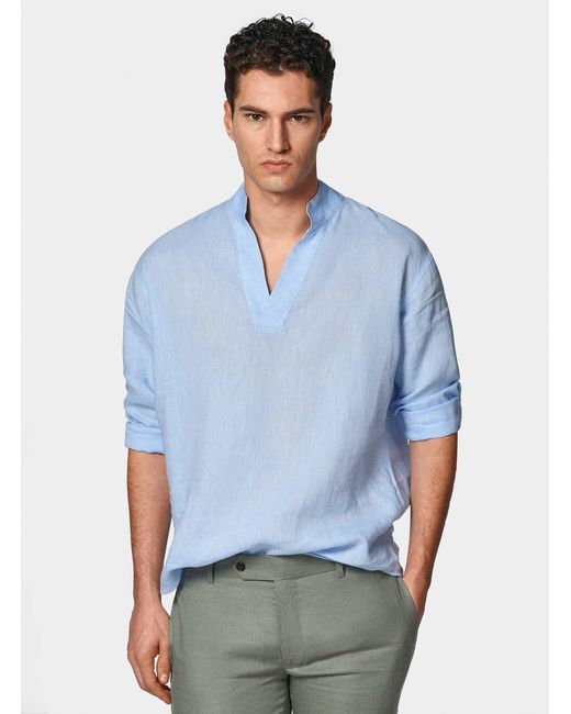 Camicia Coreana di Gutteridge in Blue da Uomo