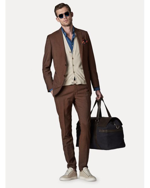 Pantalon de costume en laine micro texture super 100 Gutteridge pour homme  en coloris Marron | Lyst