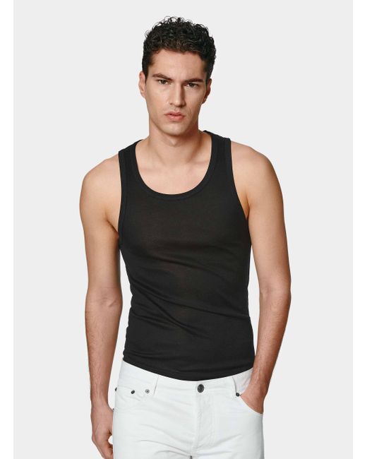Camiseta De Tirantes De Hilo De Algodón, Talla Gutteridge de hombre de color Black