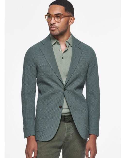 Americana Seersucker de algodón y lino Gutteridge de hombre de color Green