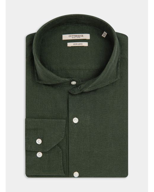 Gutteridge Hemd mit französischem kragen aus reinem leinen in Green für Herren