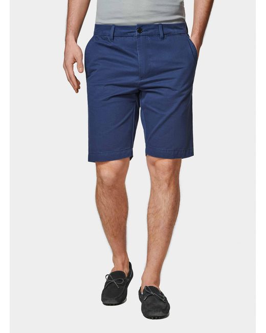 Bermudas De Sarga De Algodón, Talla Gutteridge de hombre de color Blue