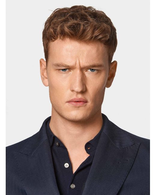Americana De Traje De Doble Botonadura De Algodón Y Lino, Talla Gutteridge de hombre de color Blue