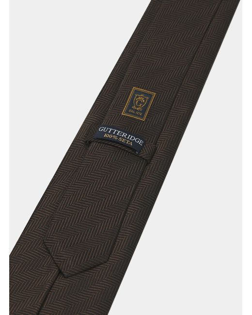Corbata de seda en espiga Gutteridge de hombre de color Black