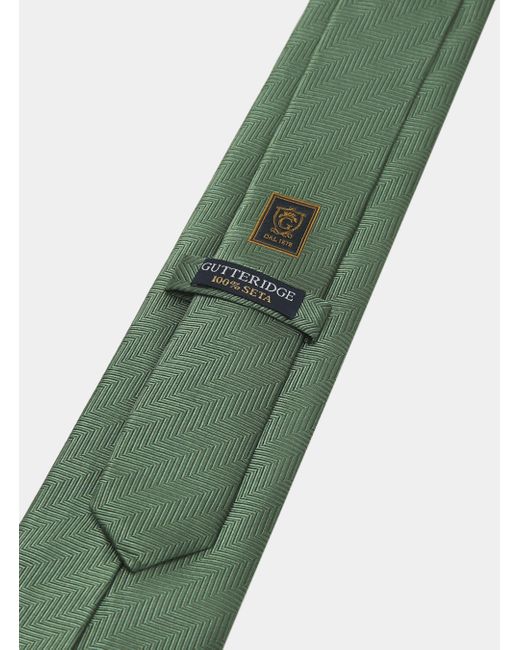 Corbata de seda en espiga Gutteridge de hombre de color Green