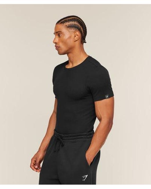 GYMSHARK Black Ribbed T-Shirt for men