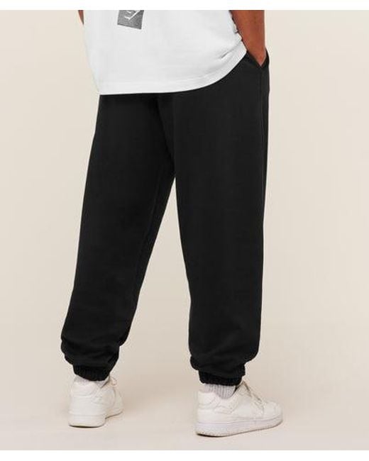 GYMSHARK Black Crest Oversized Joggers for men