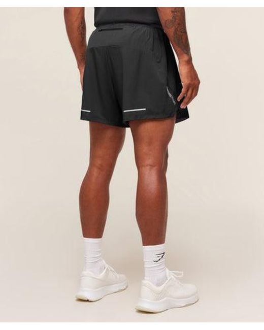 GYMSHARK Black Running 5" Shorts for men