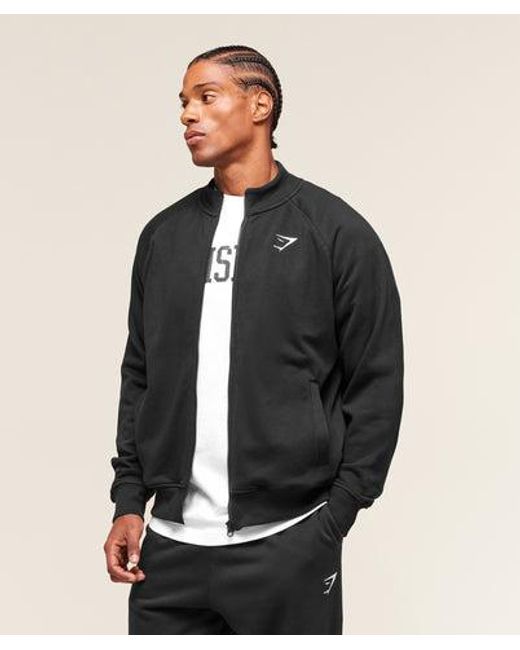 GYMSHARK Black Crest Oversized Track Jacket for men
