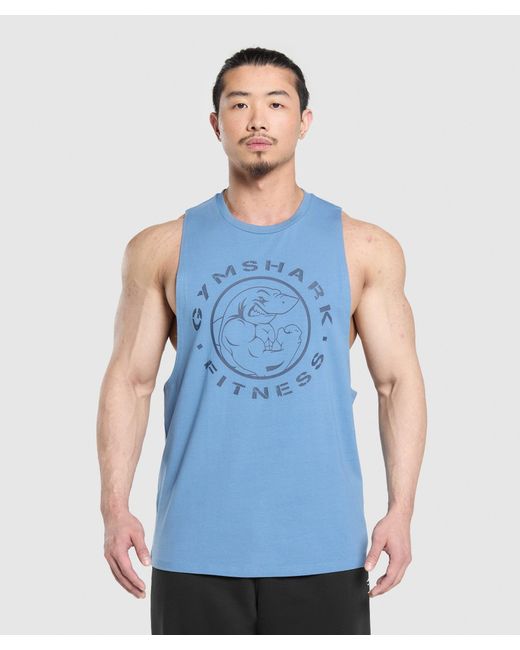 GYMSHARK Blue Legacy Drop Arm Tank for men