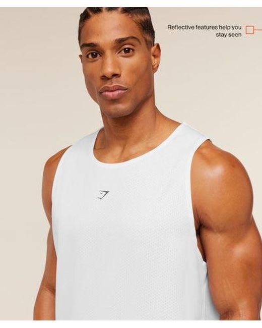 GYMSHARK White Hybrid Engineered Jacquard Tank for men
