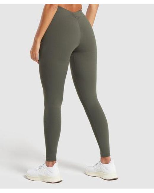 GYMSHARK Green Ruche Leggings
