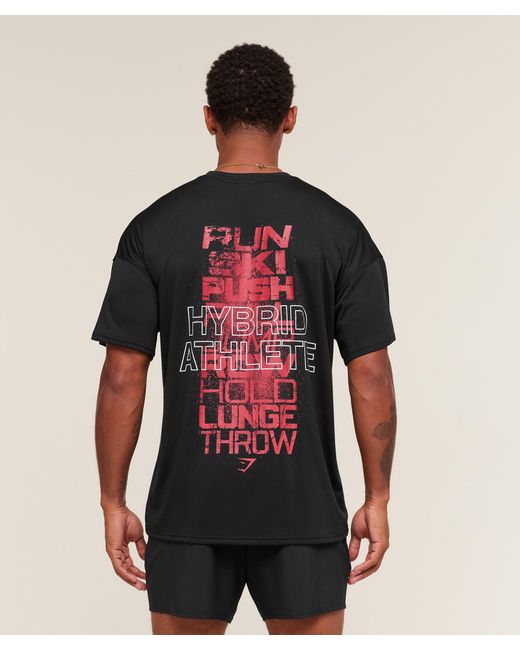 GYMSHARK Red Hybrid Athlete T-Shirt for men