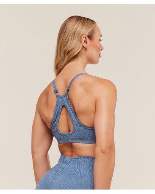 GYMSHARK Blue Adapt Animal Seamless Sports Bra